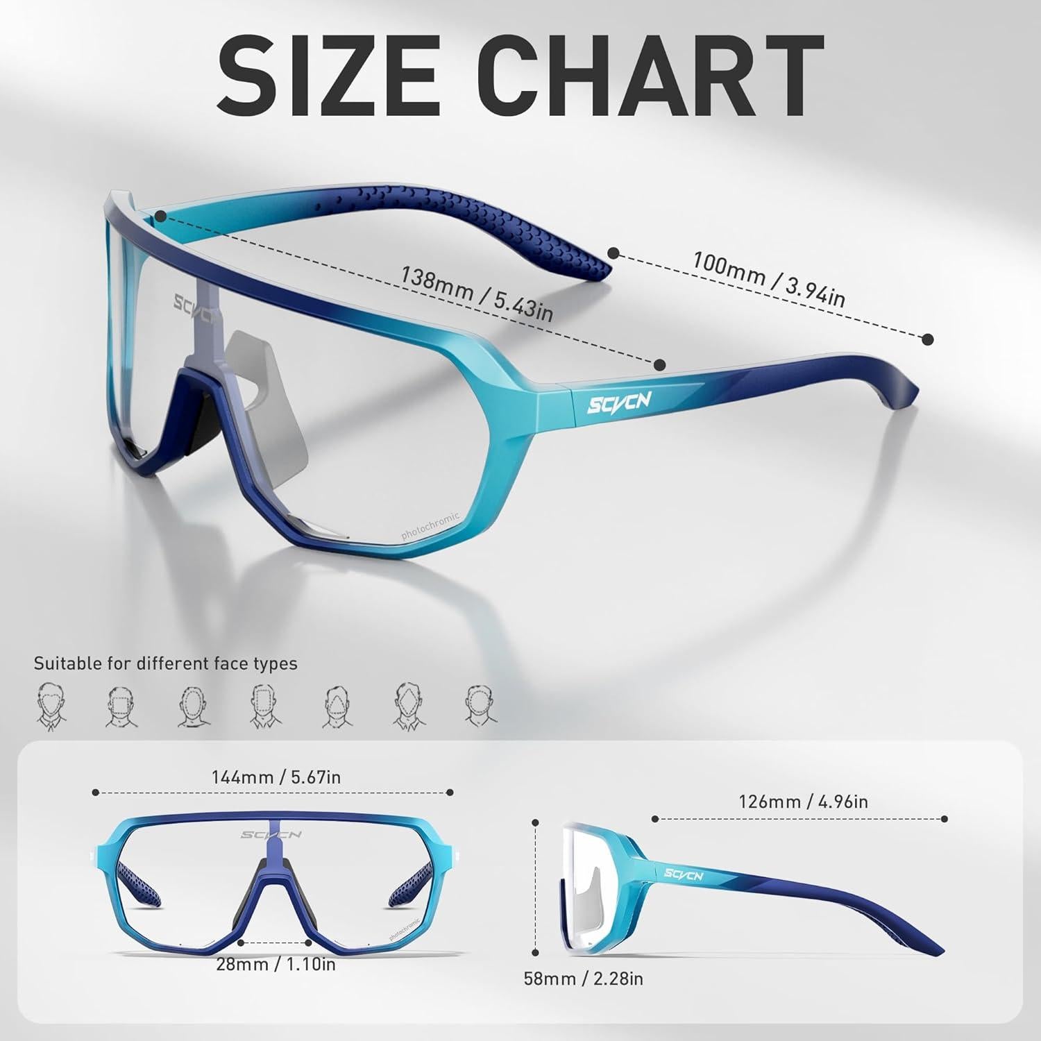 Gafas de Ciclismo Fotoquímicas SCVCN UV400 Antideslizantes