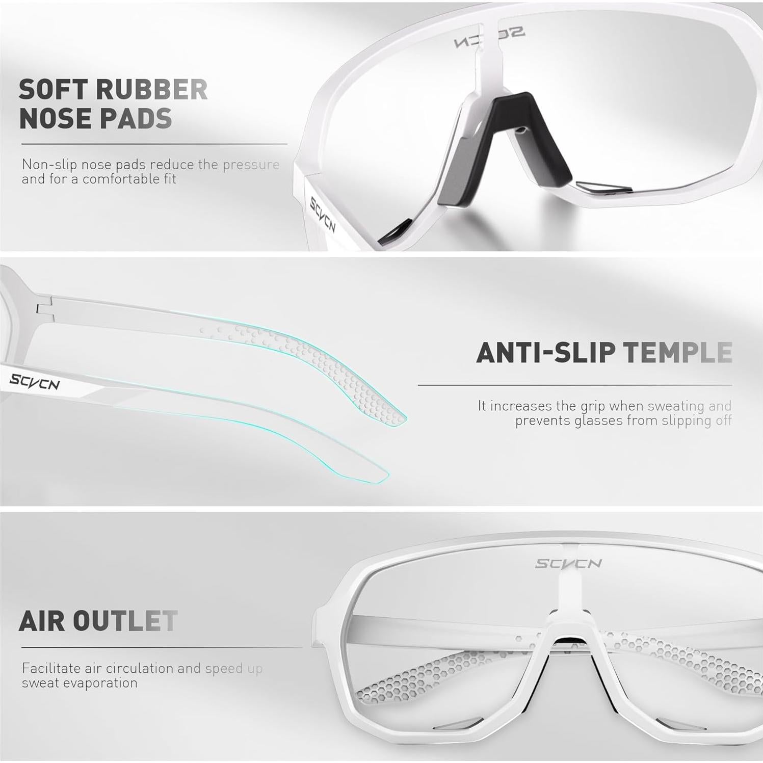 Gafas de Ciclismo Fotoquímicas SCVCN UV400 Antideslizantes