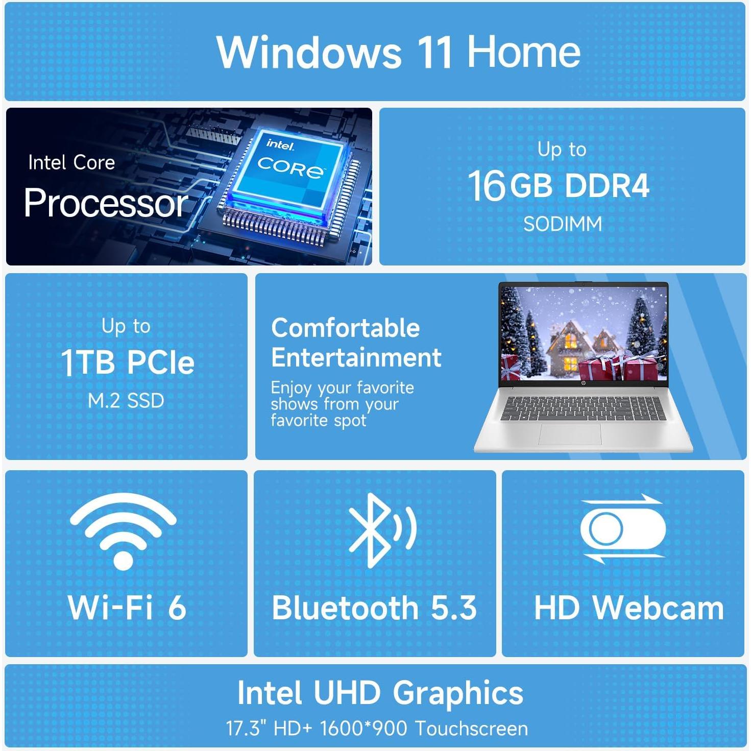 Laptop HP 17.3" Táctil Intel 8GB RAM 640GB SSD Plata