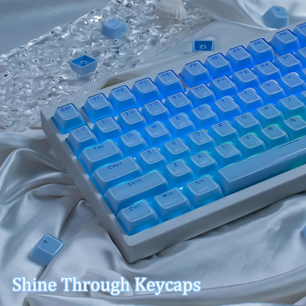 Teclas de Gel Transparente Azul SUEHIODHY 135 Teclas para Teclados Mecánicos