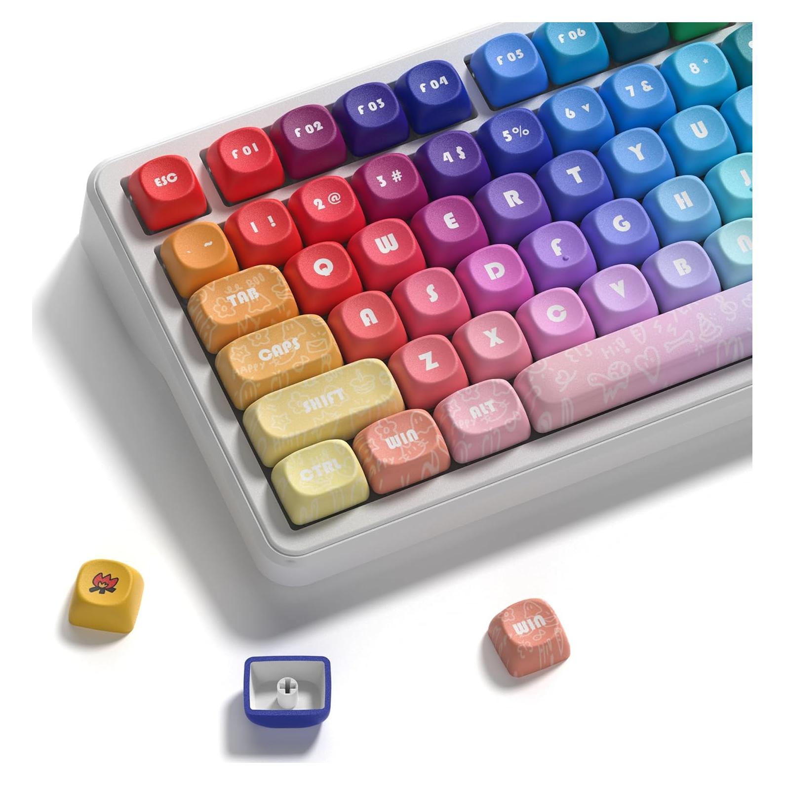 Teclado Mecánico MOA 132 Teclas PBT Arcoíris Keyporia