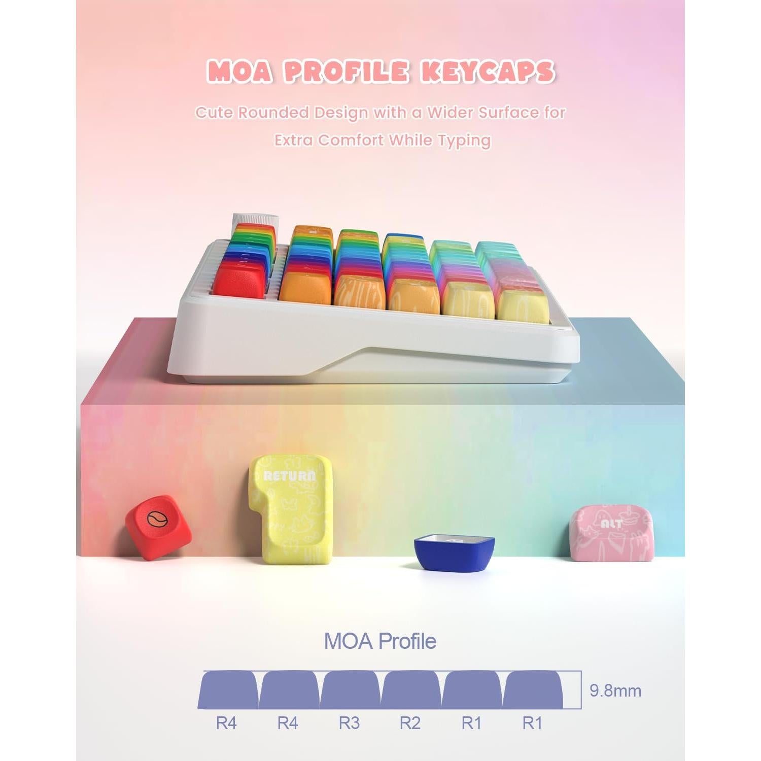 Teclado Mecánico MOA 132 Teclas PBT Arcoíris Keyporia