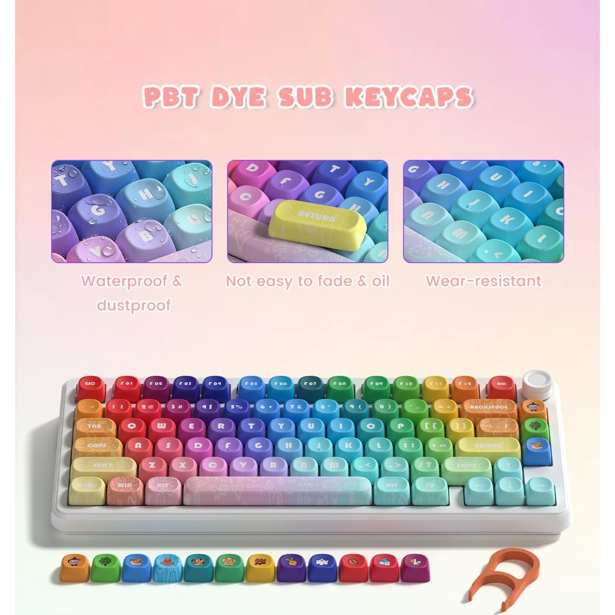 Teclado Mecánico MOA 132 Teclas PBT Arcoíris Keyporia