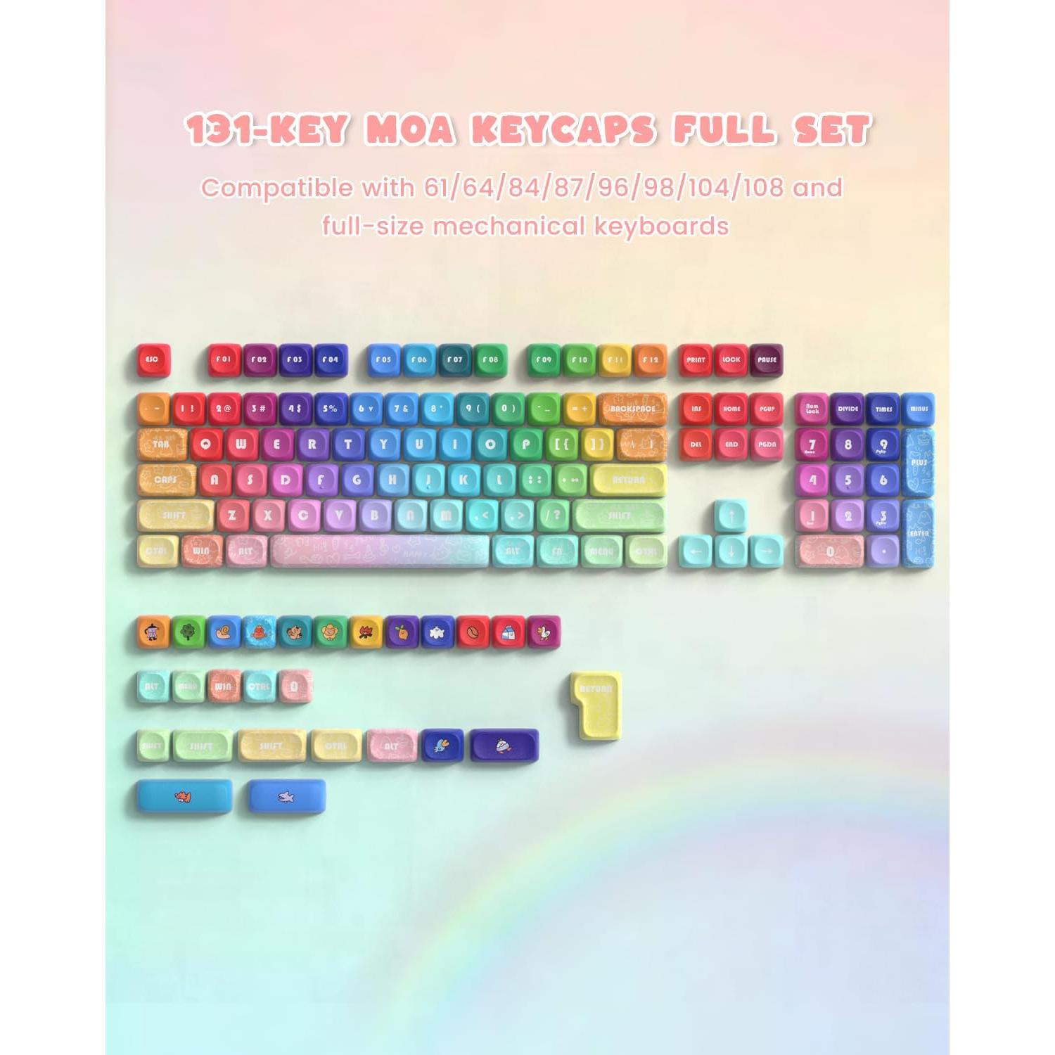Teclado Mecánico MOA 132 Teclas PBT Arcoíris Keyporia