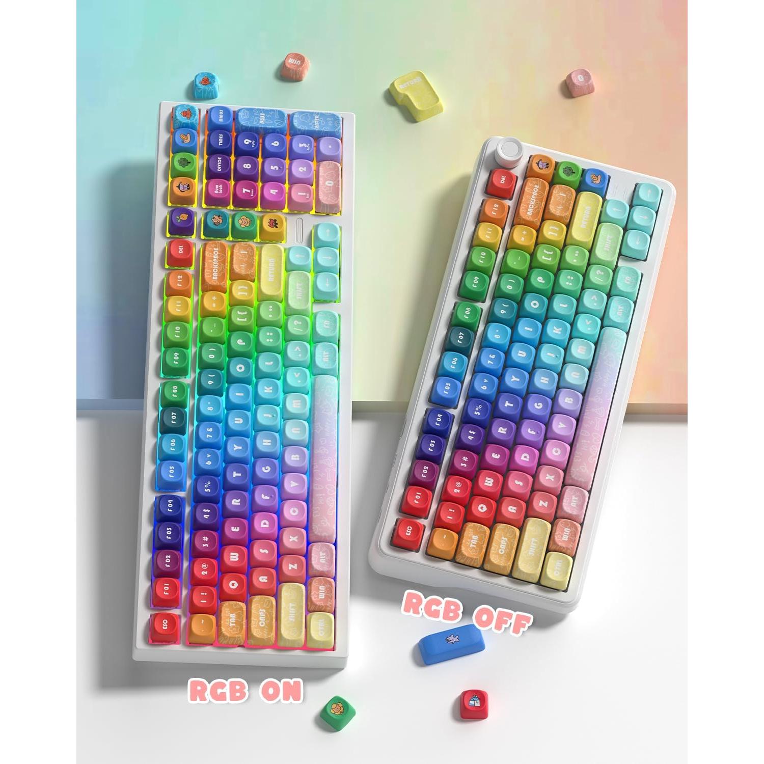 Teclado Mecánico MOA 132 Teclas PBT Arcoíris Keyporia