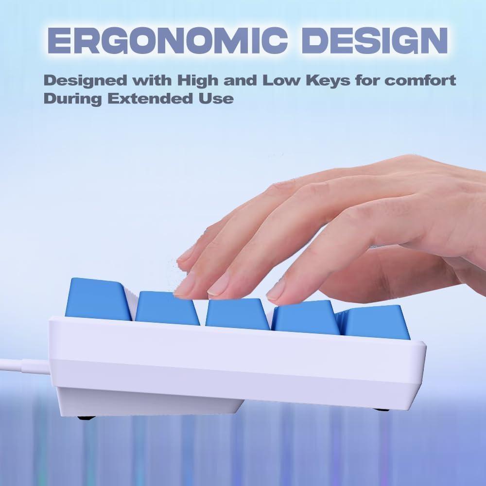 Teclado Mecánico Abucow 65% Rojo Retroiluminado Azul-Blanco