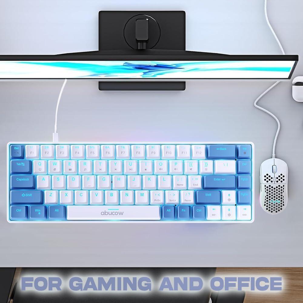 Teclado Mecánico Abucow 65% Rojo Retroiluminado Azul-Blanco