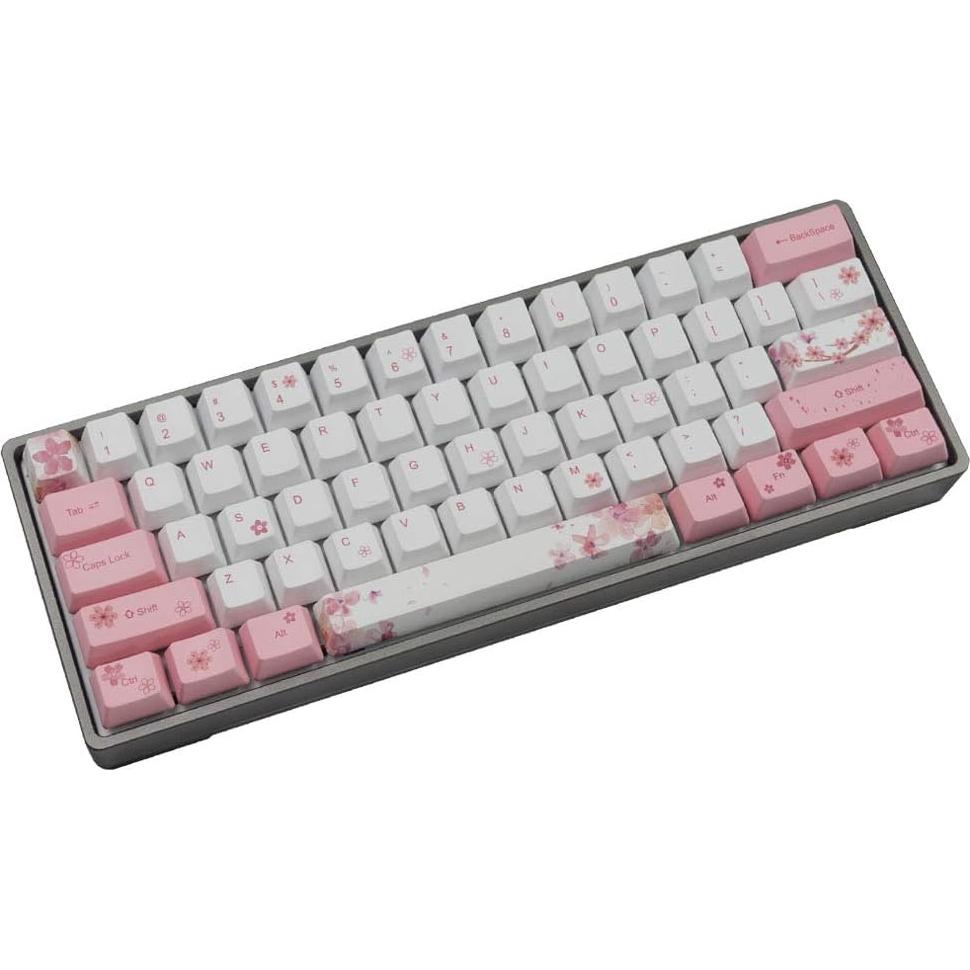 Juego de Teclas PBT Sublimadas IJKT 64 Teclas ANSI Flores de Cerezo