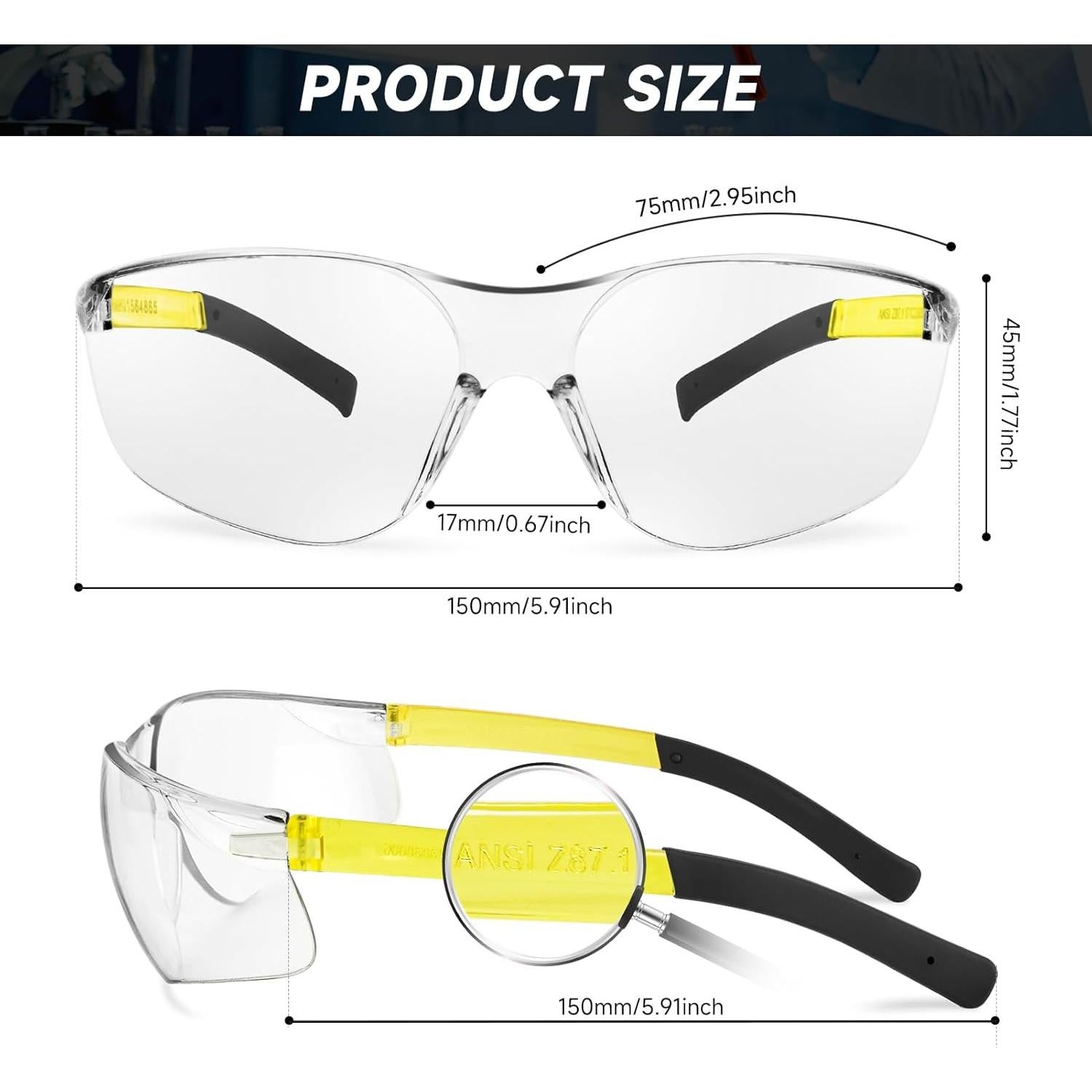 Paquete de 30 Gafas de Seguridad Transparentes ANSI Z87.1