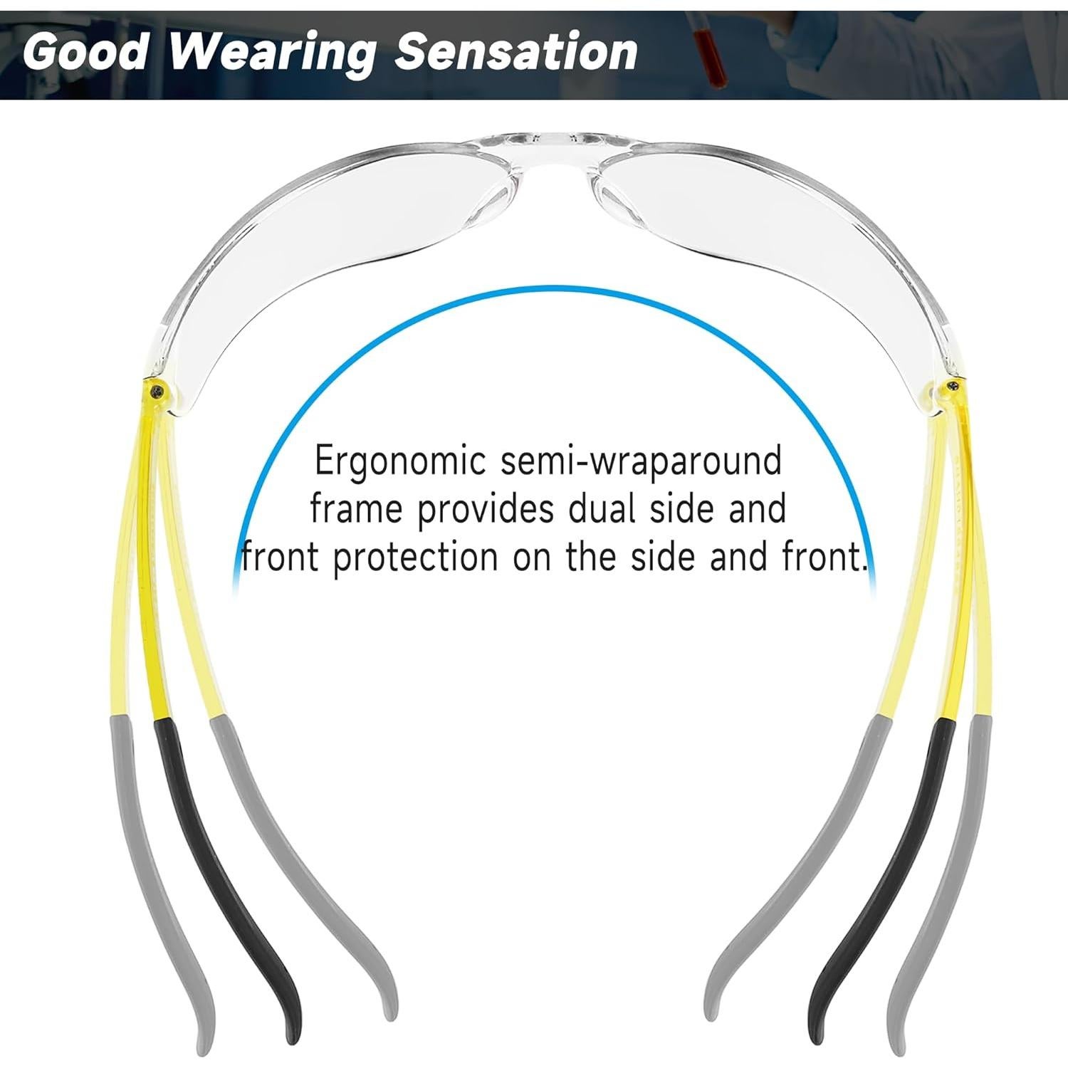 Paquete de 10 Gafas de Seguridad Transparentes ANSI Z87.1