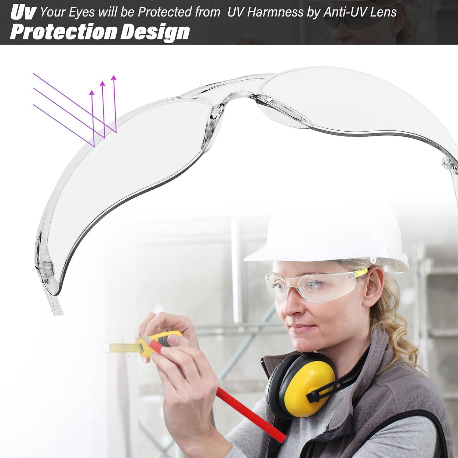 Paquete de 10 Gafas de Seguridad Transparentes ANSI Z87.1