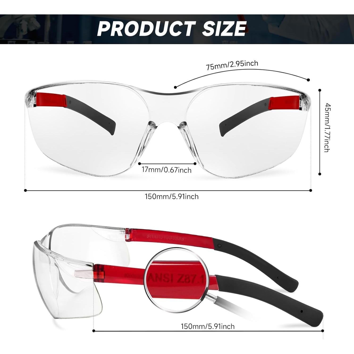 Gafas de Seguridad Transparentes ANSI Z87.1 - 30 Unidades
