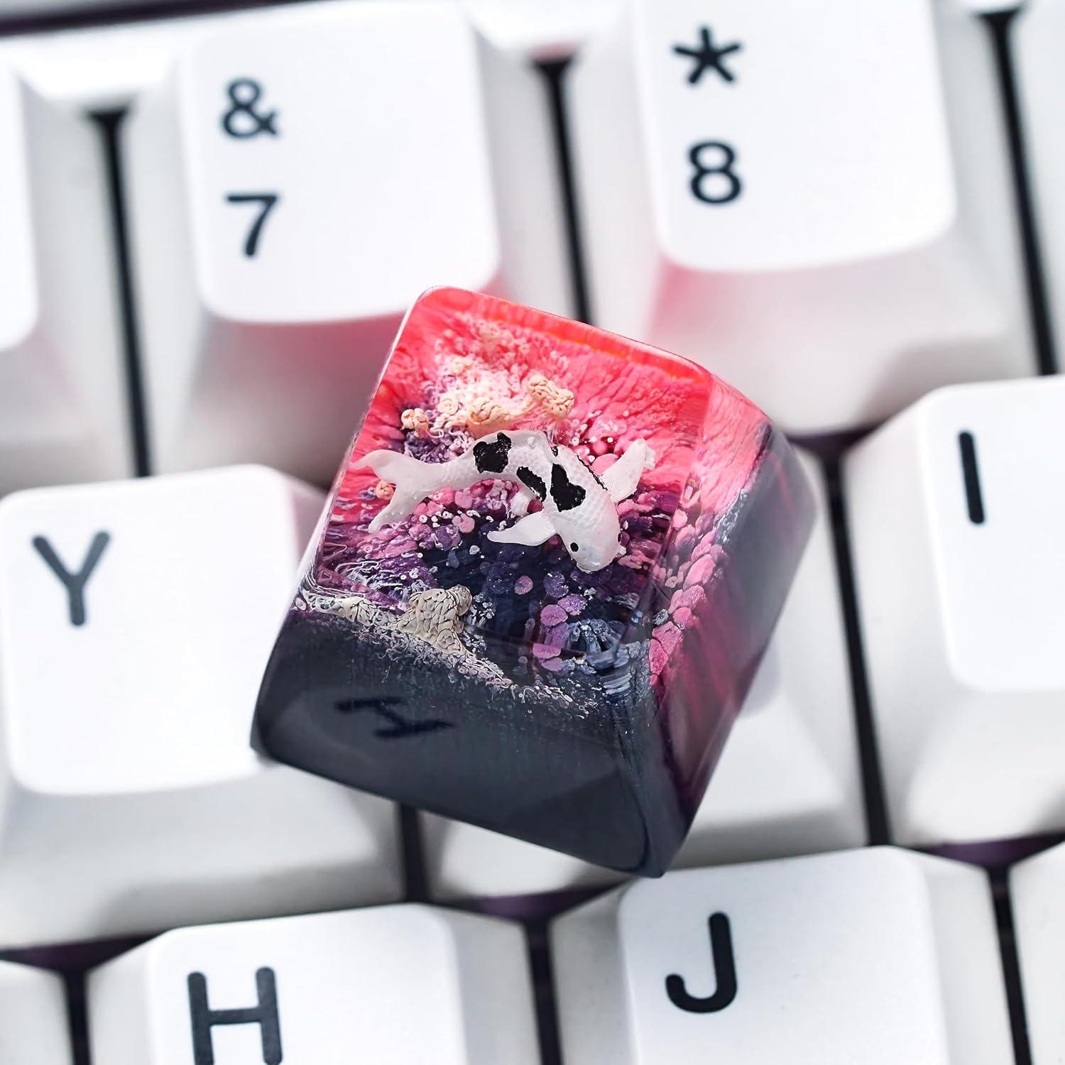 Tapa de Teclado Artesanal XISZYS Koi Rosa 6x5 cm Resina