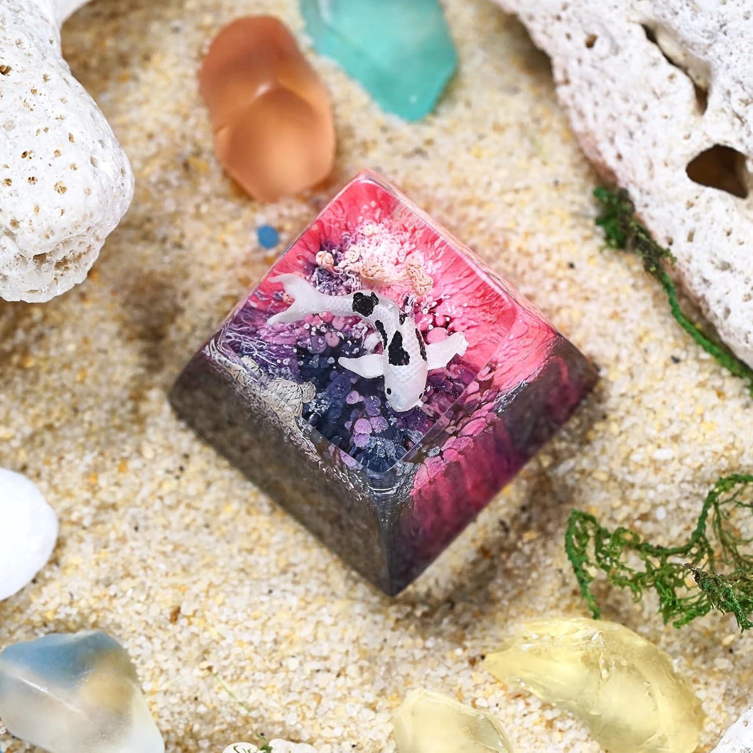 Tapa de Teclado Artesanal XISZYS Koi Rosa 6x5 cm Resina