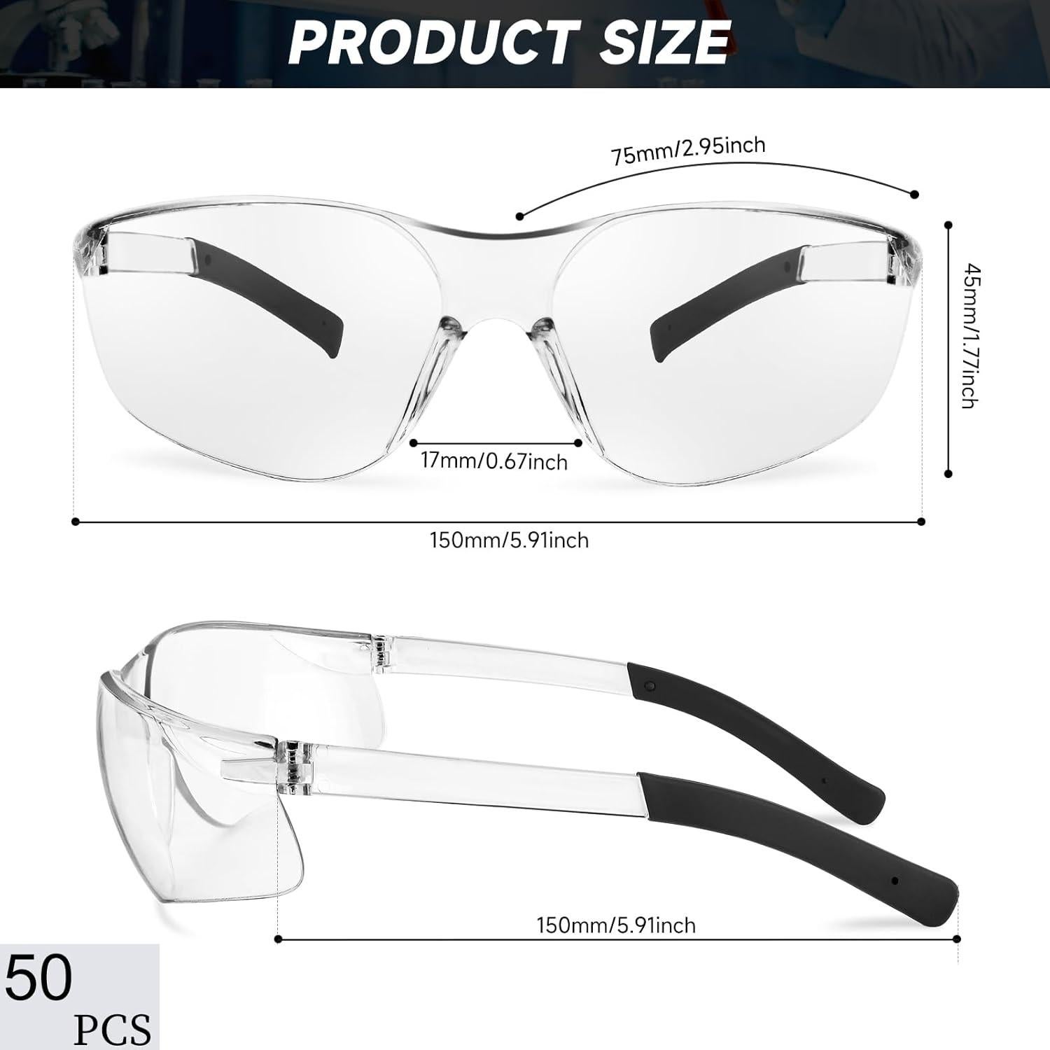 Paquete de 50 Gafas de Seguridad Transparentes ANSI Z87.1