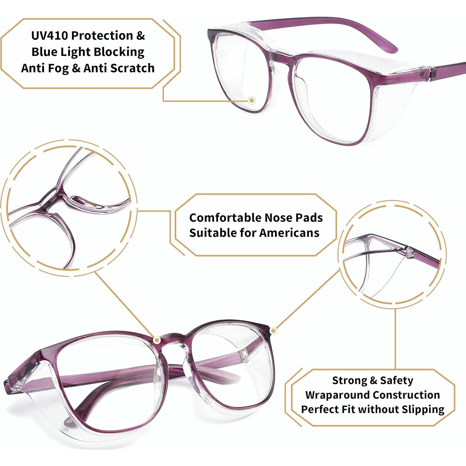 Gafas de Seguridad SQIMZAR Antiempañamiento Púrpura Leopardo