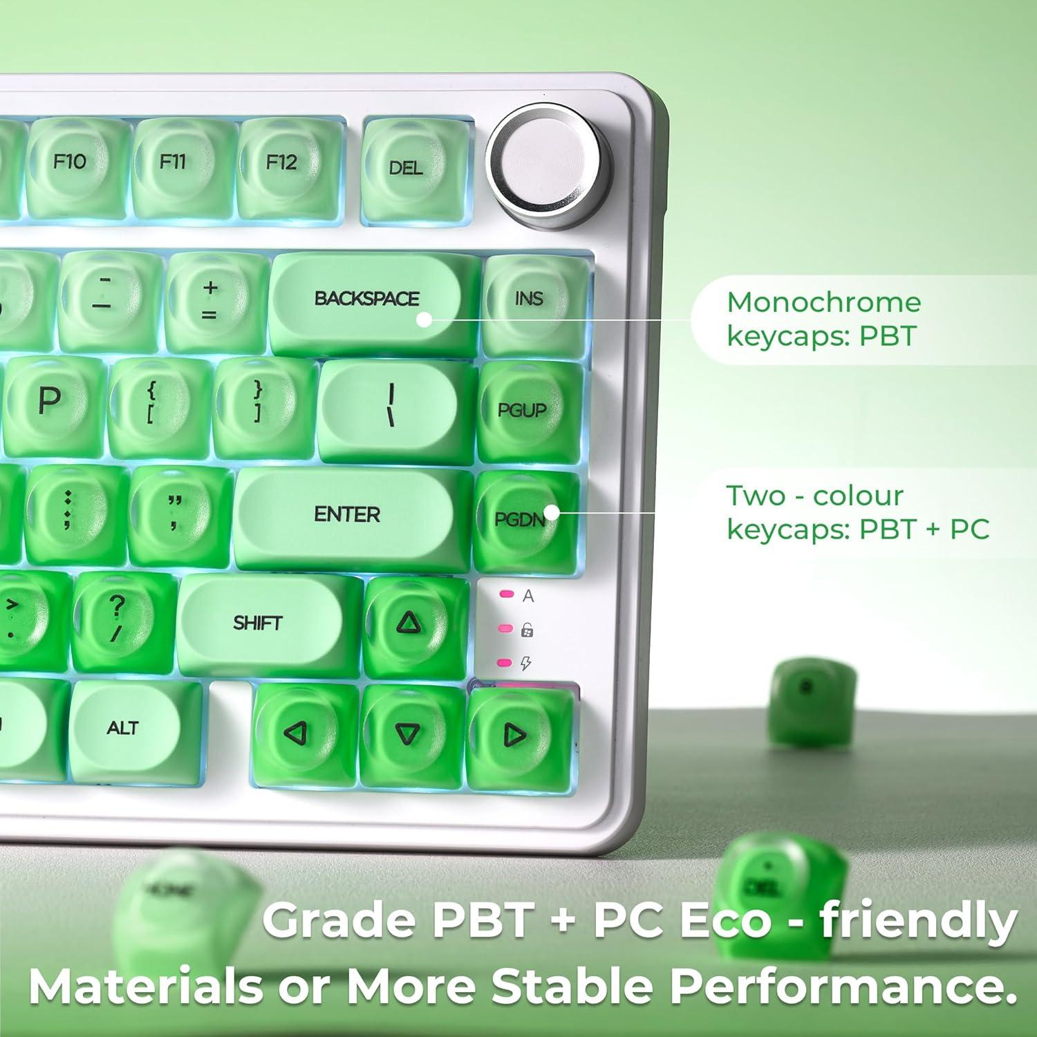 Teclado Mecánico PBT Gelatina Manzana Verde HOA 132 Claves