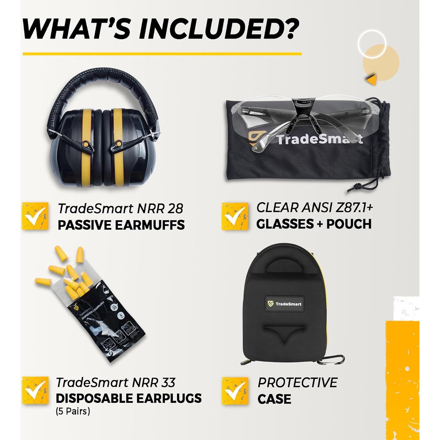 TradeSmart Protección Auditiva y Gafas para Tiro NRR 28
