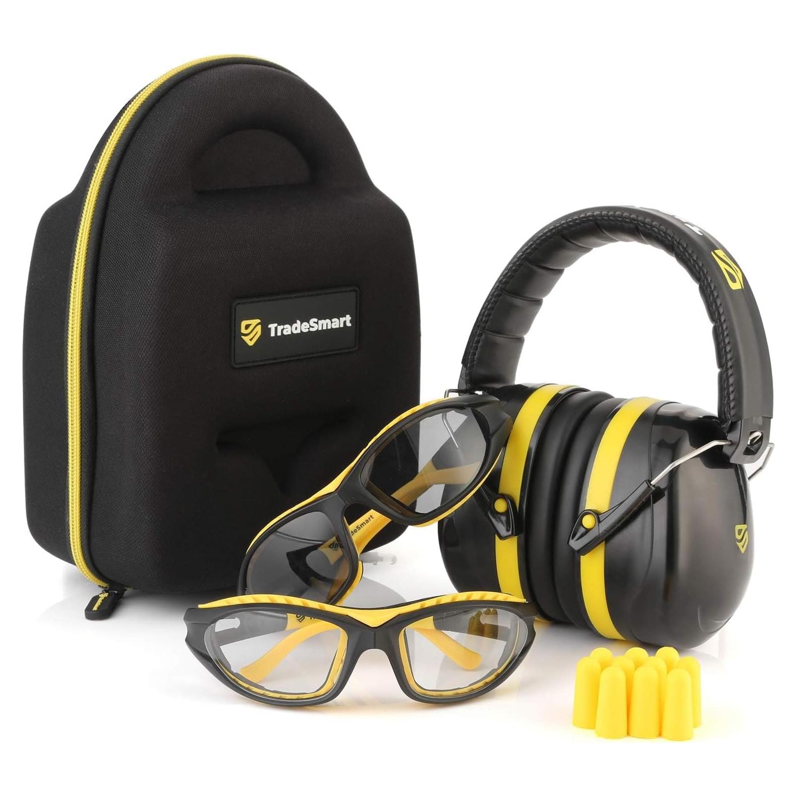 TradeSmart Protección Auditiva Todo en Uno - Auriculares y Gafas