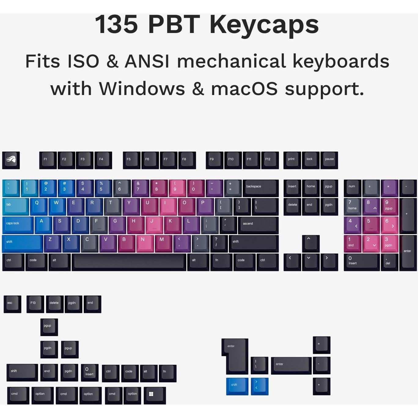 Conjunto de Teclas PBT Glorious Afterparty GPBT 135 Teclas