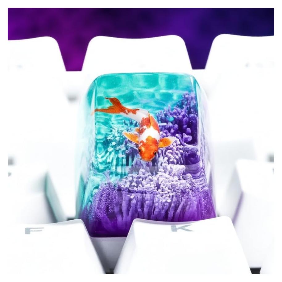 Tapa de Teclado Artesanal Koi XISZYS Naranja y Azul 49g