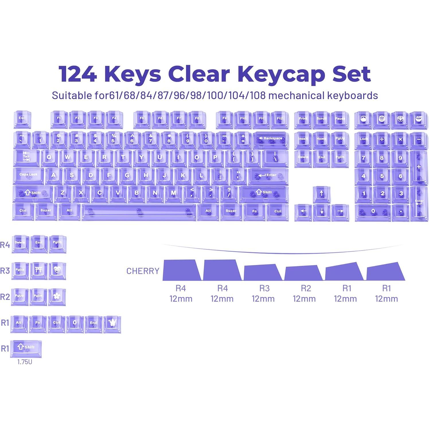 Juego de Teclas Mecánicas HITIME Moradas 124 Teclas Cherry