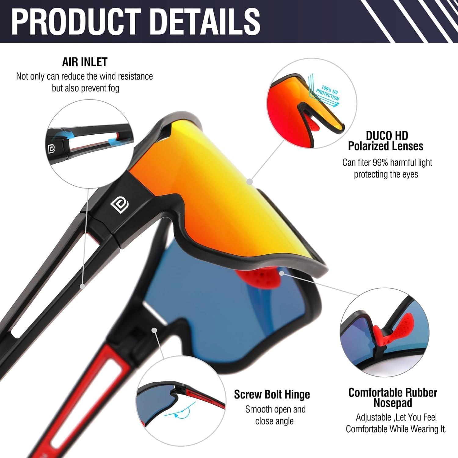 Gafas de sol polarizadas DUCO DC0023 UV400 para deportes