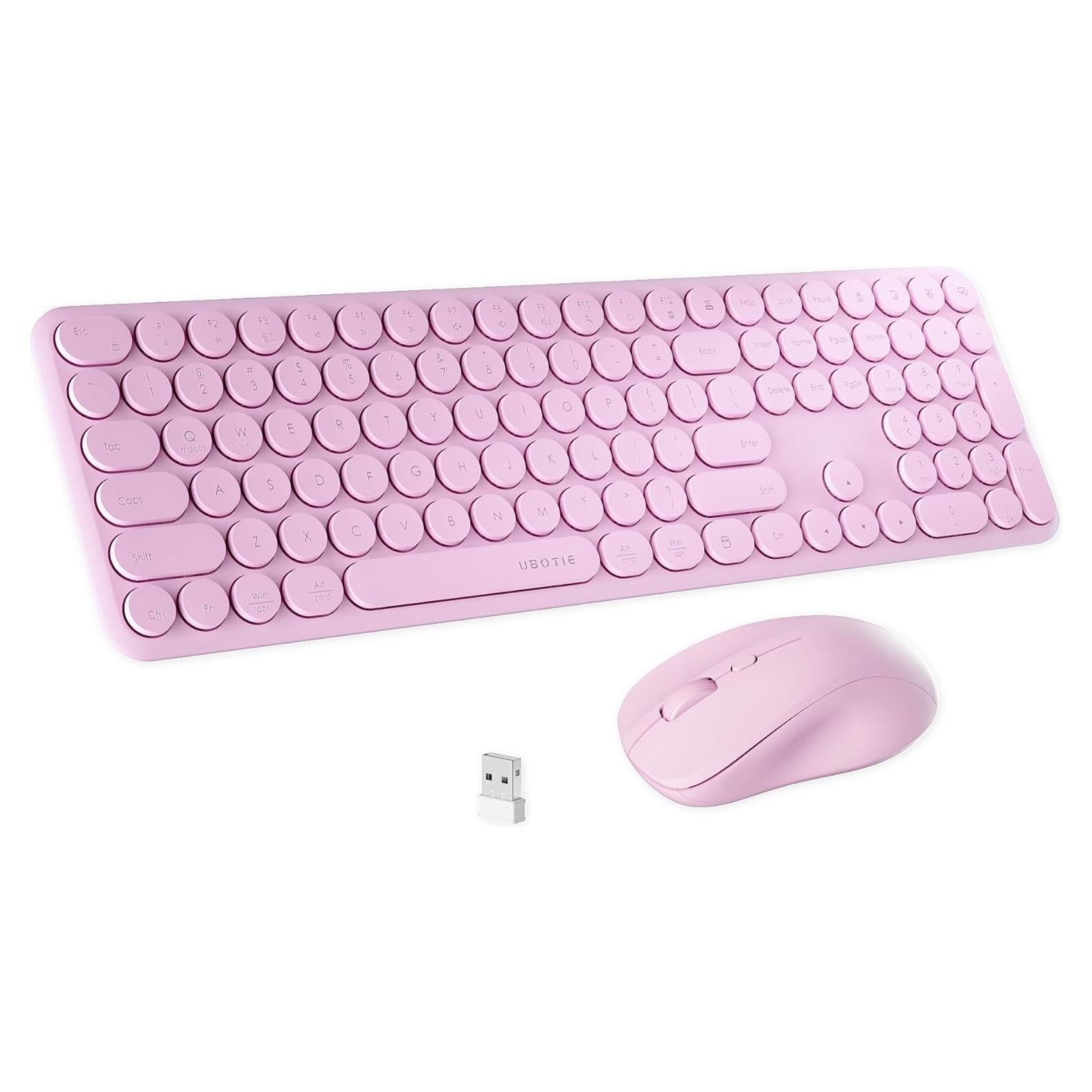 Combo Teclado y Ratón Inalámbrico UBOTIE Rosa 110 Teclas