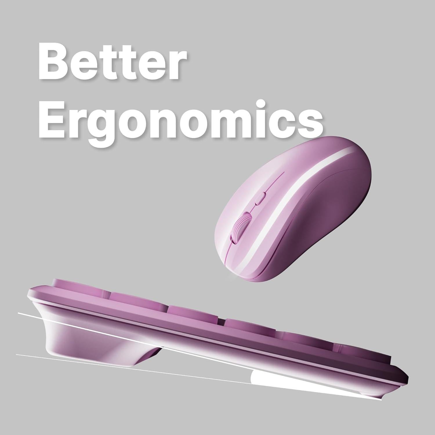 Combo Teclado y Ratón Inalámbrico UBOTIE Rosa 110 Teclas