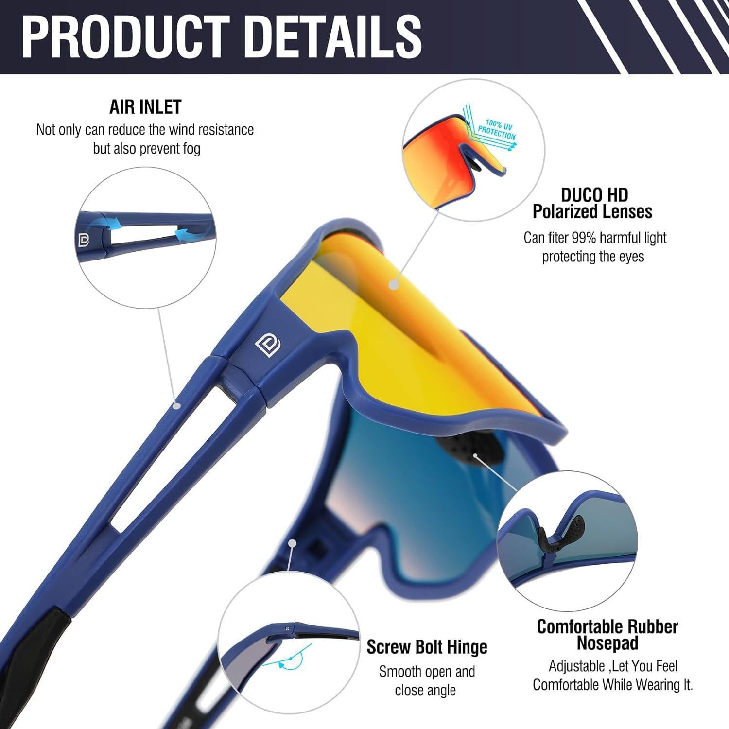 Gafas de sol polarizadas DUCO DC0023 para deportes UV400