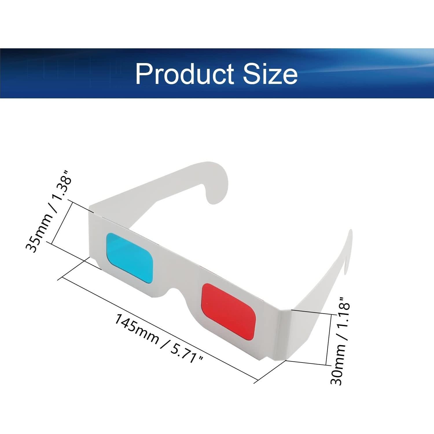 Gafas 3D Othmro 20 Pcs Rojo-Azul Cartón Lente Resina