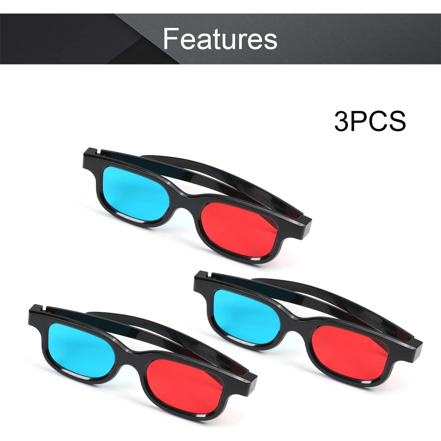 Gafas 3D Othmro - 3 Pcs Lente Rojo-Azul, Marco Plástico