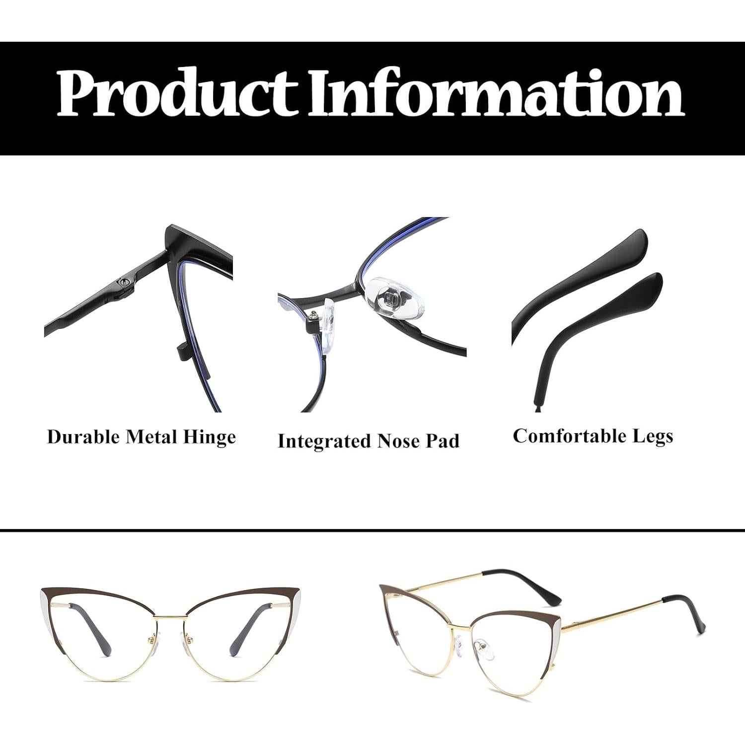 Gafas LJCZKA para Mujeres Anti Luz Azul Estilo Gato