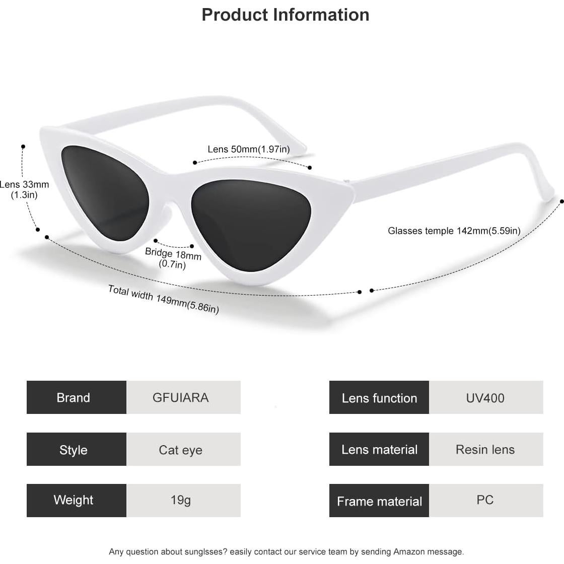 Gafas de sol vintage cateye UV400 para mujeres - Marco blanco