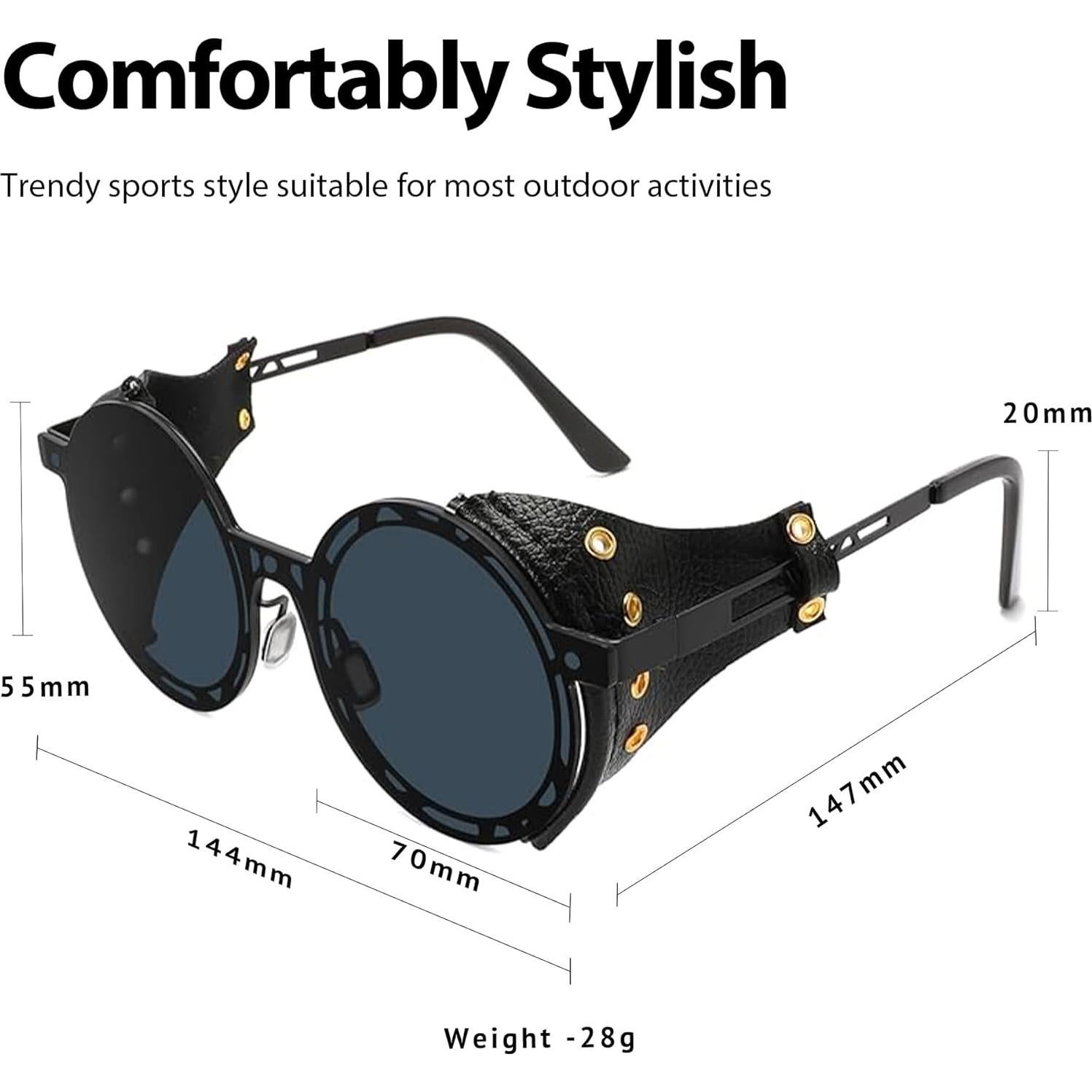 Gafas de sol retro redondas Technigadgets con protección lateral