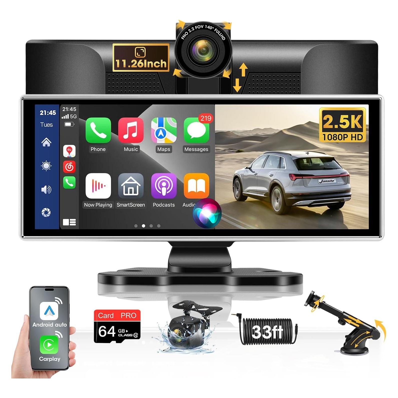 Pantalla Portátil 11.26'' Jelkuz CarPlay y Android Auto