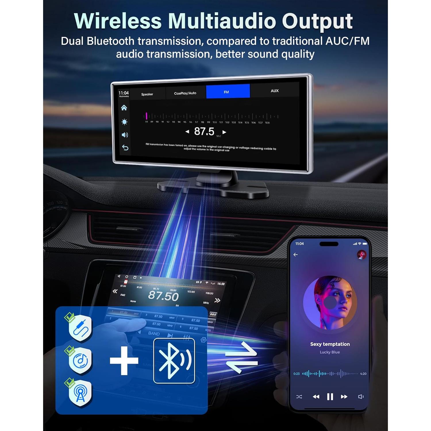 Pantalla Portátil 11.26'' Jelkuz CarPlay y Android Auto