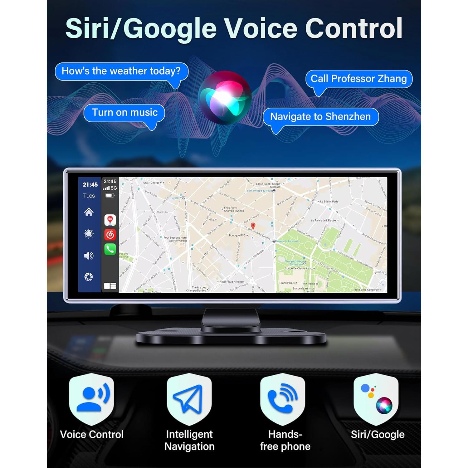 Pantalla Portátil 11.26'' Jelkuz CarPlay y Android Auto