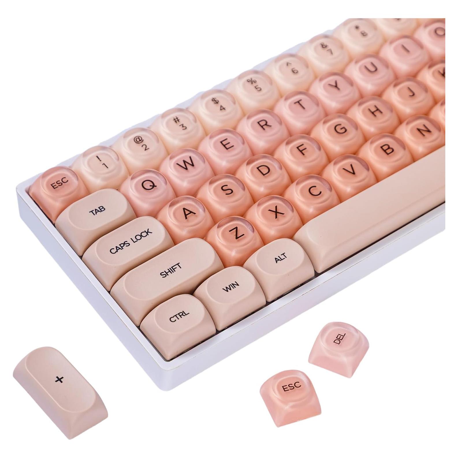 Teclado Mecánico Guffercty kred 132 Teclas PBT Beige Pastel