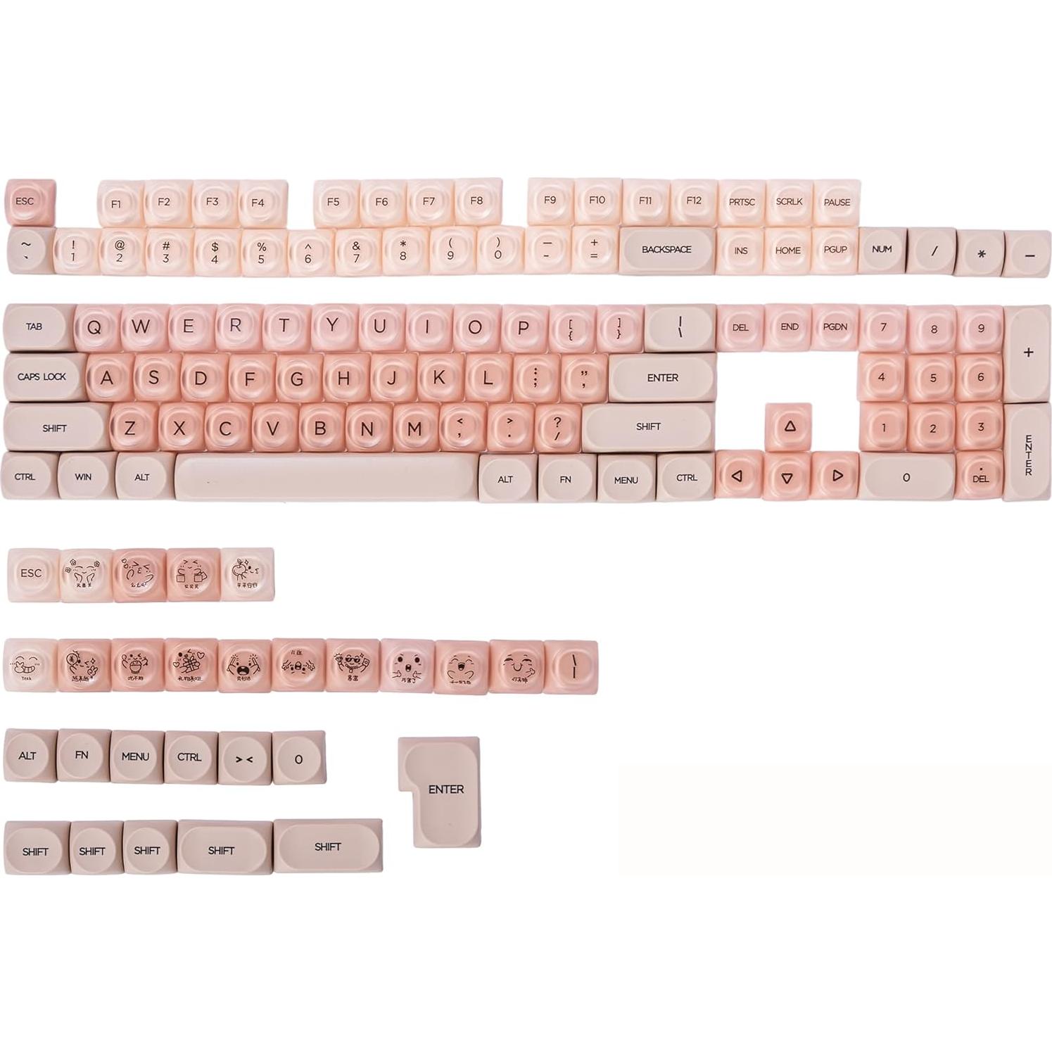 Teclado Mecánico Guffercty kred 132 Teclas PBT Beige Pastel