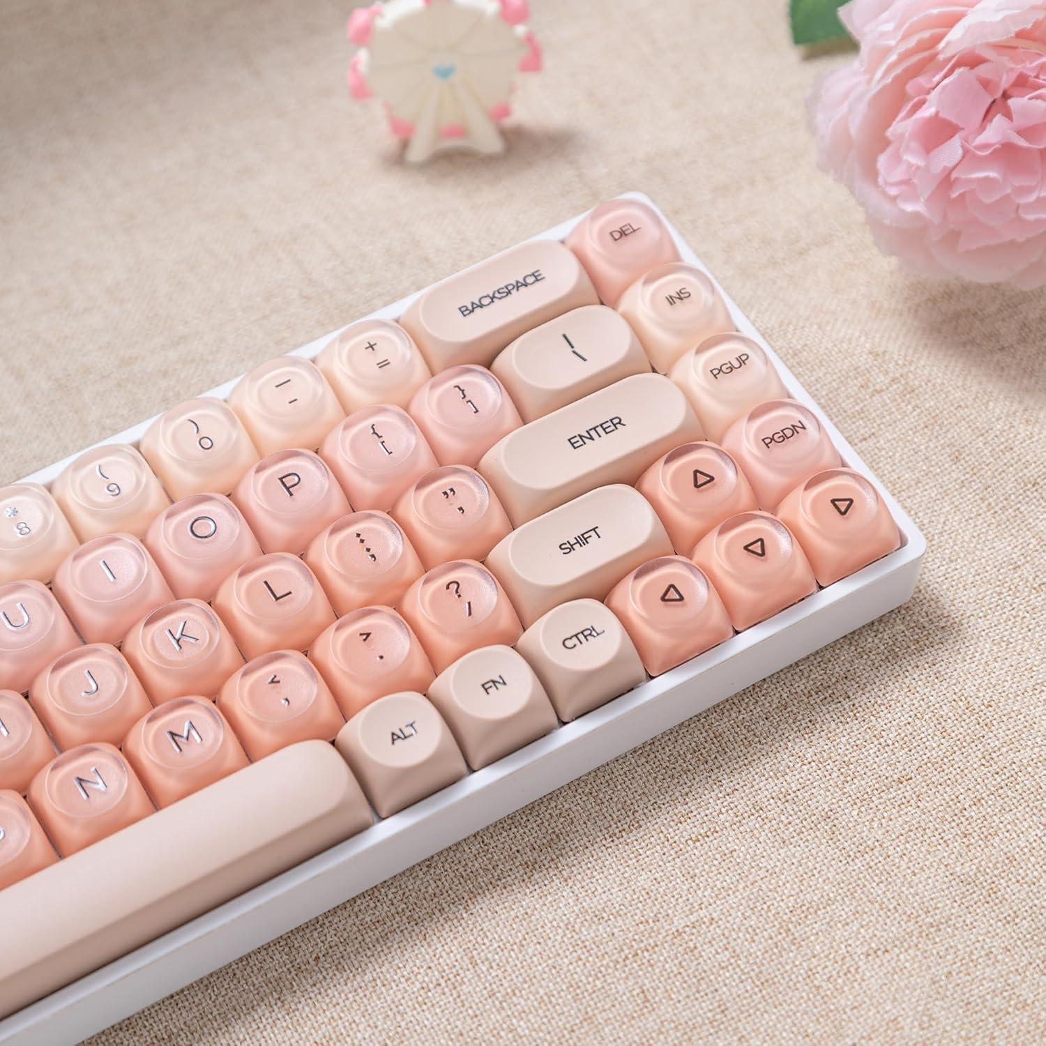 Teclado Mecánico Guffercty kred 132 Teclas PBT Beige Pastel