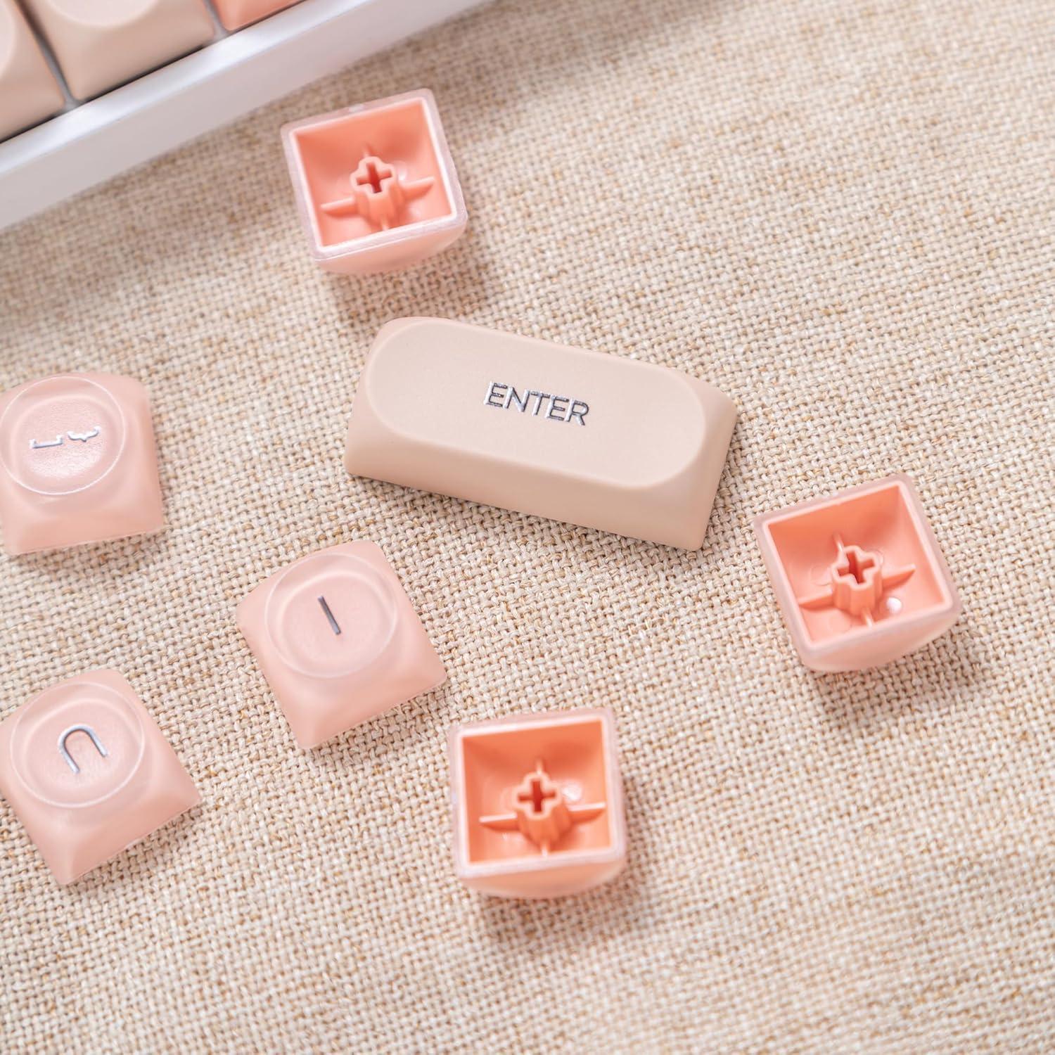 Teclado Mecánico Guffercty kred 132 Teclas PBT Beige Pastel