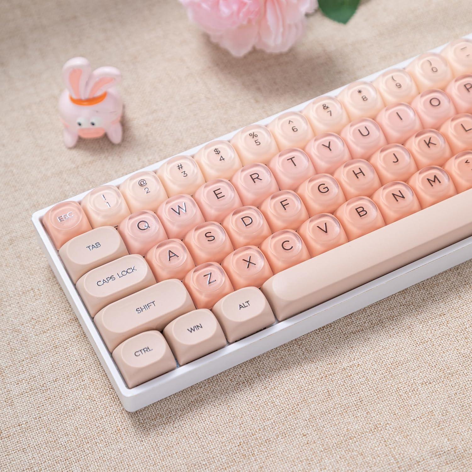 Teclado Mecánico Guffercty kred 132 Teclas PBT Beige Pastel