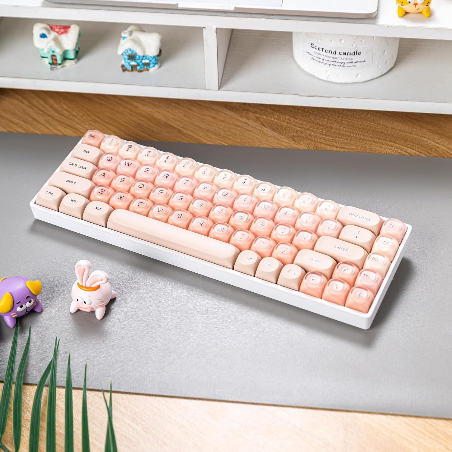 Teclado Mecánico Guffercty kred 132 Teclas PBT Beige Pastel