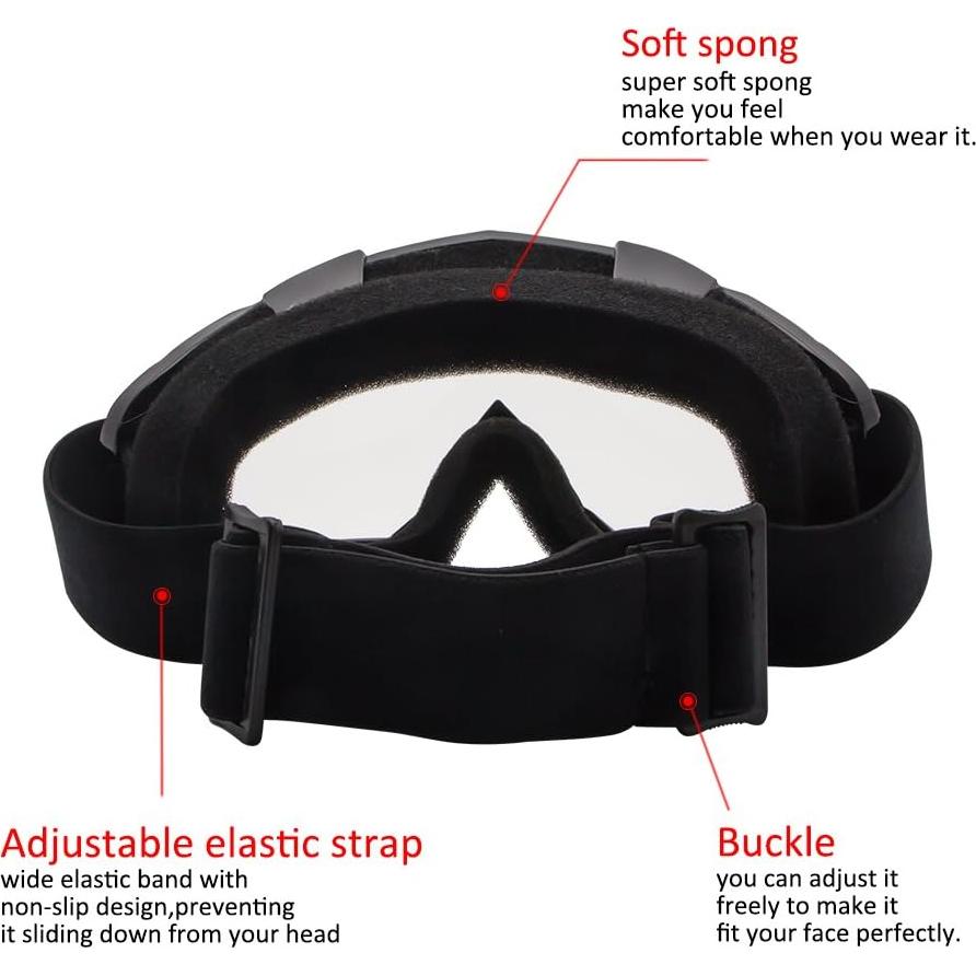 Gafas de Motocross 4-FQ HB-306 Marco Negro Lente Clara