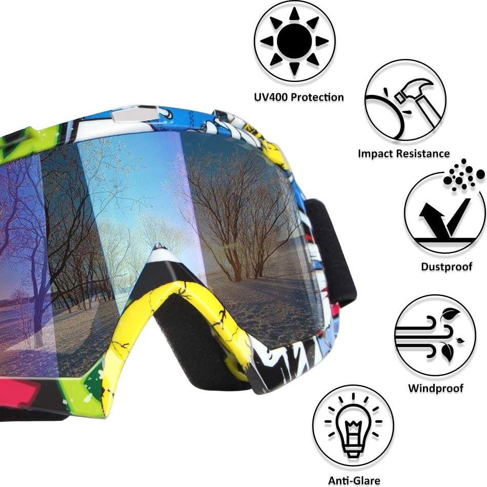 Gafas de Motocross 4-FQ Camuflaje Amarillo a Prueba de Viento