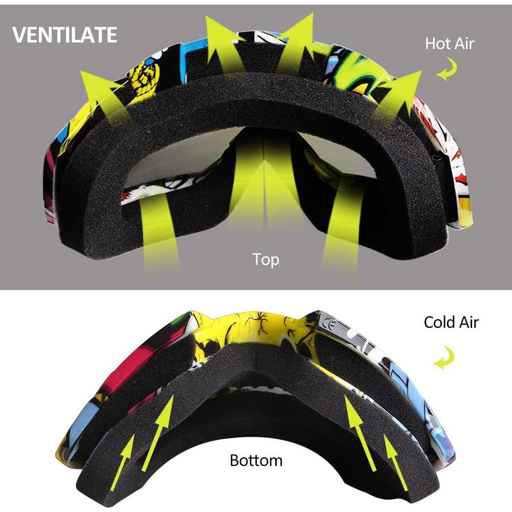 Gafas de Motocross 4-FQ Camuflaje Amarillo a Prueba de Viento