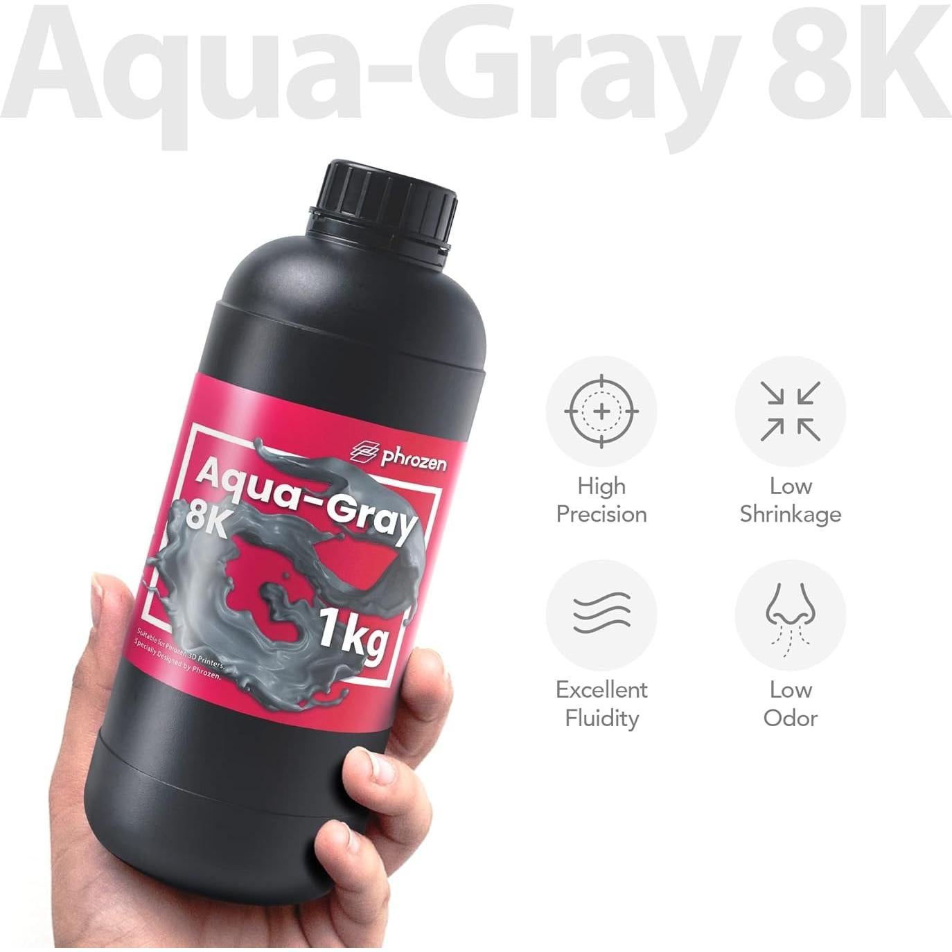 Resina de Impresión 3D Aqua Gray 8K Phrozen 1 kg Alta Precisión