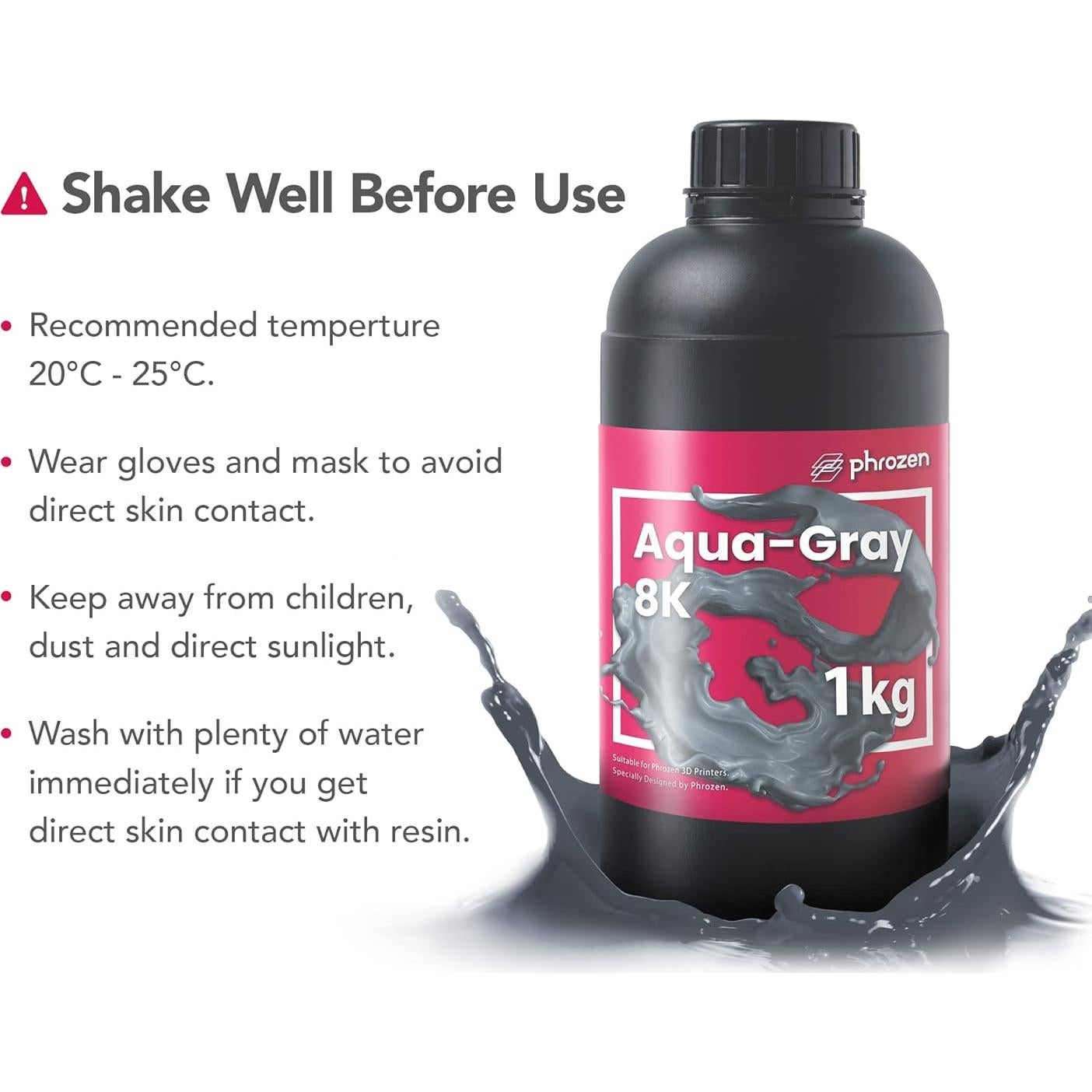 Resina de Impresión 3D Aqua Gray 8K Phrozen 1 kg Alta Precisión