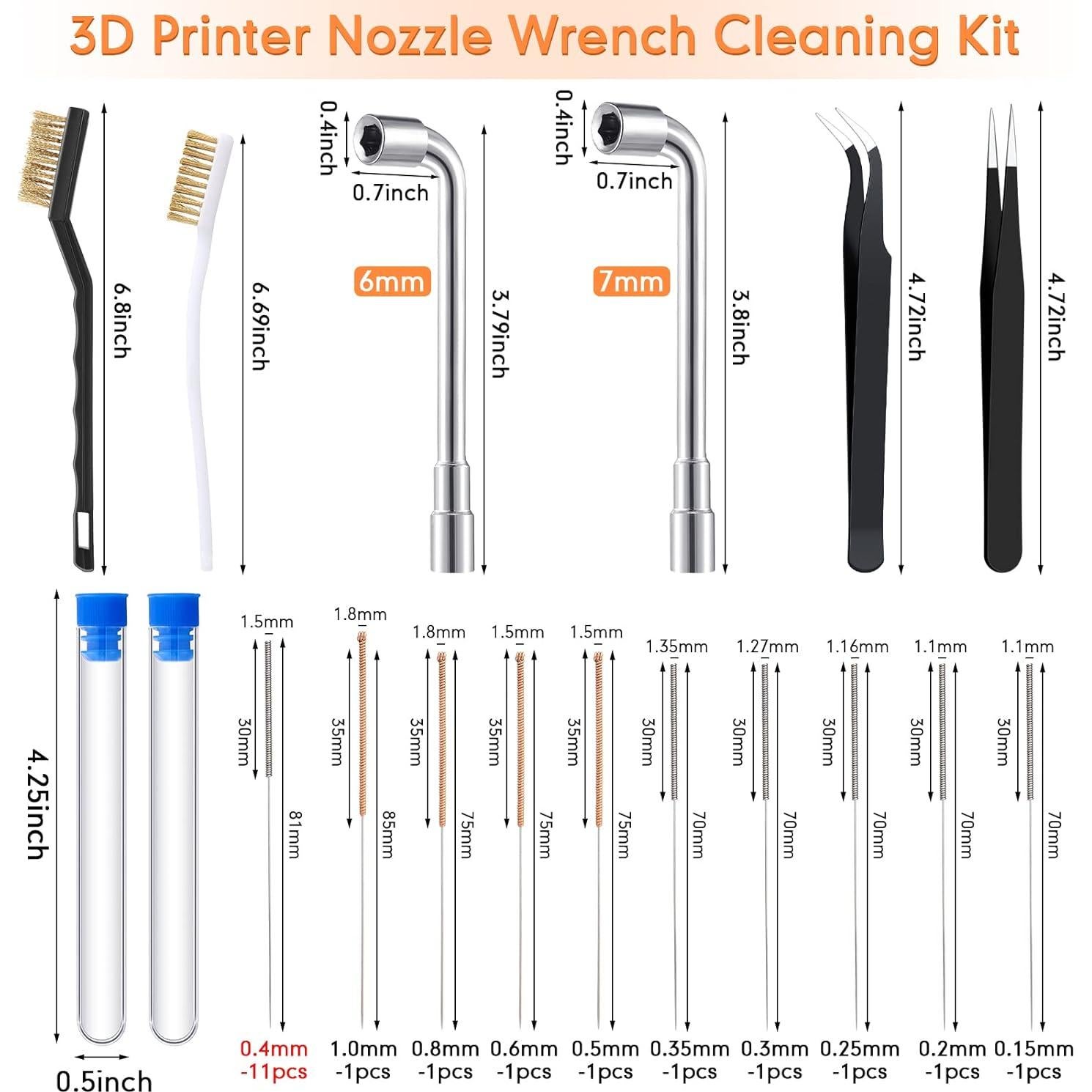 Kit de Limpieza de Boquillas 3D Leifide 50 Piezas MK8